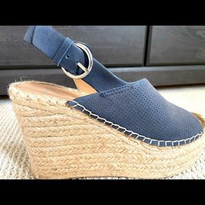 Marc Fisher blue suede platform wedge sandals